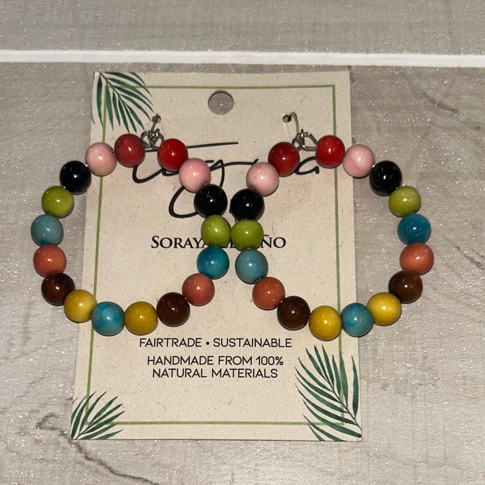 Colorful Beaded Hoop Earrings